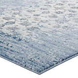 Chiara Distressed Floral Lattice Contemporary 5x8 Area Rug Moroccan Blue and Ivory R-1131B-58