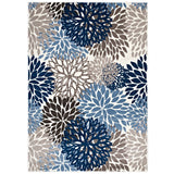 Calithea Vintage Classic Abstract Floral 8x10  Area Rug Blue, Brown and Beige R-1133A-810