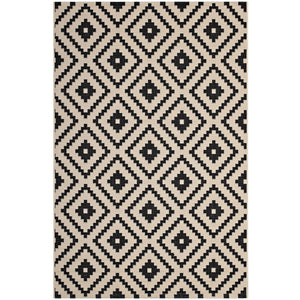 Perplex  Geometric Diamond Trellis 5x8 Indoor and Outdoor Area Rug Black and Beige R-1134A-58