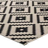 Perplex  Geometric Diamond Trellis 5x8 Indoor and Outdoor Area Rug Black and Beige R-1134A-58