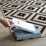 Perplex  Geometric Diamond Trellis 5x8 Indoor and Outdoor Area Rug Black and Beige R-1134A-58