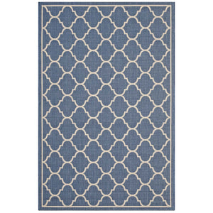 Avena Moroccan Quatrefoil Trellis 4x6 Indoor and Outdoor Area Rug Blue and Beige R-1137A-46