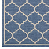 Avena Moroccan Quatrefoil Trellis 4x6 Indoor and Outdoor Area Rug Blue and Beige R-1137A-46