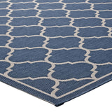 Avena Moroccan Quatrefoil Trellis 4x6 Indoor and Outdoor Area Rug Blue and Beige R-1137A-46