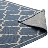 Avena Moroccan Quatrefoil Trellis 4x6 Indoor and Outdoor Area Rug Blue and Beige R-1137A-46