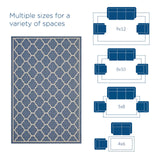 Avena Moroccan Quatrefoil Trellis 4x6 Indoor and Outdoor Area Rug Blue and Beige R-1137A-46