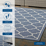 Avena Moroccan Quatrefoil Trellis 4x6 Indoor and Outdoor Area Rug Blue and Beige R-1137A-46