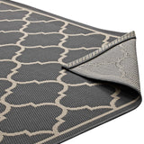 Avena Moroccan Quatrefoil Trellis 4x6 Indoor and Outdoor Area Rug Gray and Beige R-1137B-46