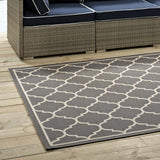 Avena Moroccan Quatrefoil Trellis 4x6 Indoor and Outdoor Area Rug Gray and Beige R-1137B-46