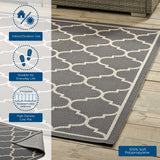 Avena Moroccan Quatrefoil Trellis 4x6 Indoor and Outdoor Area Rug Gray and Beige R-1137B-46