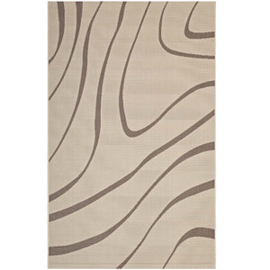 Surge Swirl Abstract 5x8 Indoor and Outdoor Area Rug Light and Dark Beige R-1138A-58