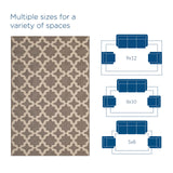 Cerelia Moroccan Trellis 9x12 Indoor and Outdoor Area Rug Light and Dark Beige R-1139A-912