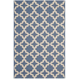 Cerelia Moroccan Trellis 8x10 Indoor and Outdoor Area Rug Blue and Beige R-1139C-810