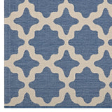 Cerelia Moroccan Trellis 9x12 Indoor and Outdoor Area Rug Blue and Beige R-1139C-912