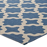 Cerelia Moroccan Trellis 9x12 Indoor and Outdoor Area Rug Blue and Beige R-1139C-912