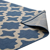 Cerelia Moroccan Trellis 9x12 Indoor and Outdoor Area Rug Blue and Beige R-1139C-912