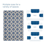 Cerelia Moroccan Trellis 9x12 Indoor and Outdoor Area Rug Blue and Beige R-1139C-912