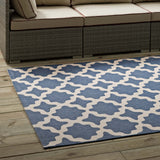 Cerelia Moroccan Trellis 9x12 Indoor and Outdoor Area Rug Blue and Beige R-1139C-912