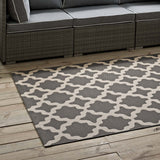 Cerelia Moroccan Trellis 5x8 Indoor and Outdoor Area Rug Gray and Beige R-1139D-58