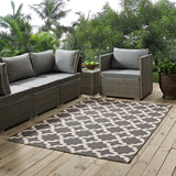 Cerelia Moroccan Trellis 5x8 Indoor and Outdoor Area Rug Gray and Beige R-1139D-58