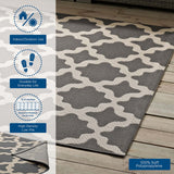 Cerelia Moroccan Trellis 9x12 Indoor and Outdoor Area Rug Gray and Beige R-1139D-912