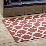 Cerelia Moroccan Trellis 5x8 Indoor and Outdoor Area Rug Red and Beige R-1139E-58