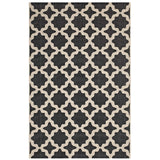 Cerelia Moroccan Trellis 5x8 Indoor and Outdoor Area Rug Black and Beige R-1139F-58