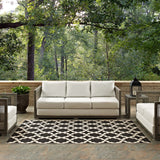 Cerelia Moroccan Trellis 5x8 Indoor and Outdoor Area Rug Black and Beige R-1139F-58