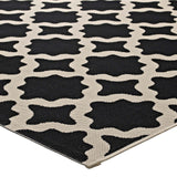 Cerelia Moroccan Trellis 9x12 Indoor and Outdoor Area Rug Black and Beige R-1139F-912