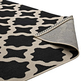 Cerelia Moroccan Trellis 9x12 Indoor and Outdoor Area Rug Black and Beige R-1139F-912