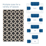 Cerelia Moroccan Trellis 9x12 Indoor and Outdoor Area Rug Black and Beige R-1139F-912