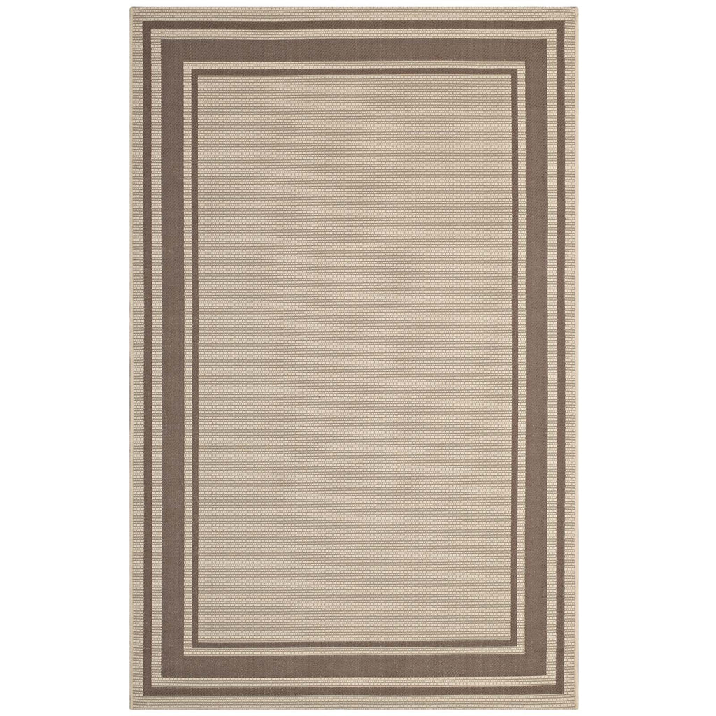Rim Solid Border 5x8 Indoor and Outdoor Area Rug Light and Dark Beige R-1140A-58