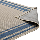 Rim Solid Border 5x8 Indoor and Outdoor Area Rug Blue and Beige R-1140C-58