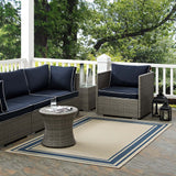 Rim Solid Border 8x10 Indoor and Outdoor Area Rug Blue and Beige R-1140C-810