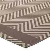 Optica Chevron With End Borders 5x8 Indoor and Outdoor Area Rug Light and Dark Beige R-1141A-58