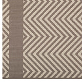 Optica Chevron With End Borders 8x10 Indoor and Outdoor Area Rug Light and Dark Beige R-1141A-810