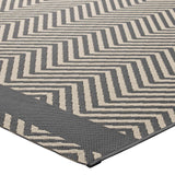 Optica Chevron With End Borders 5x8 Indoor and Outdoor Area Rug Gray and Beige R-1141B-58