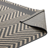 Optica Chevron With End Borders 5x8 Indoor and Outdoor Area Rug Gray and Beige R-1141B-58