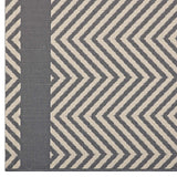 Optica Chevron With End Borders 8x10 Indoor and Outdoor Area Rug Gray and Beige R-1141B-810