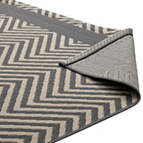 Optica Chevron With End Borders 8x10 Indoor and Outdoor Area Rug Gray and Beige R-1141B-810
