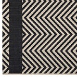Optica Chevron With End Borders 8x10 Indoor and Outdoor Area Rug Black and Beige R-1141C-810