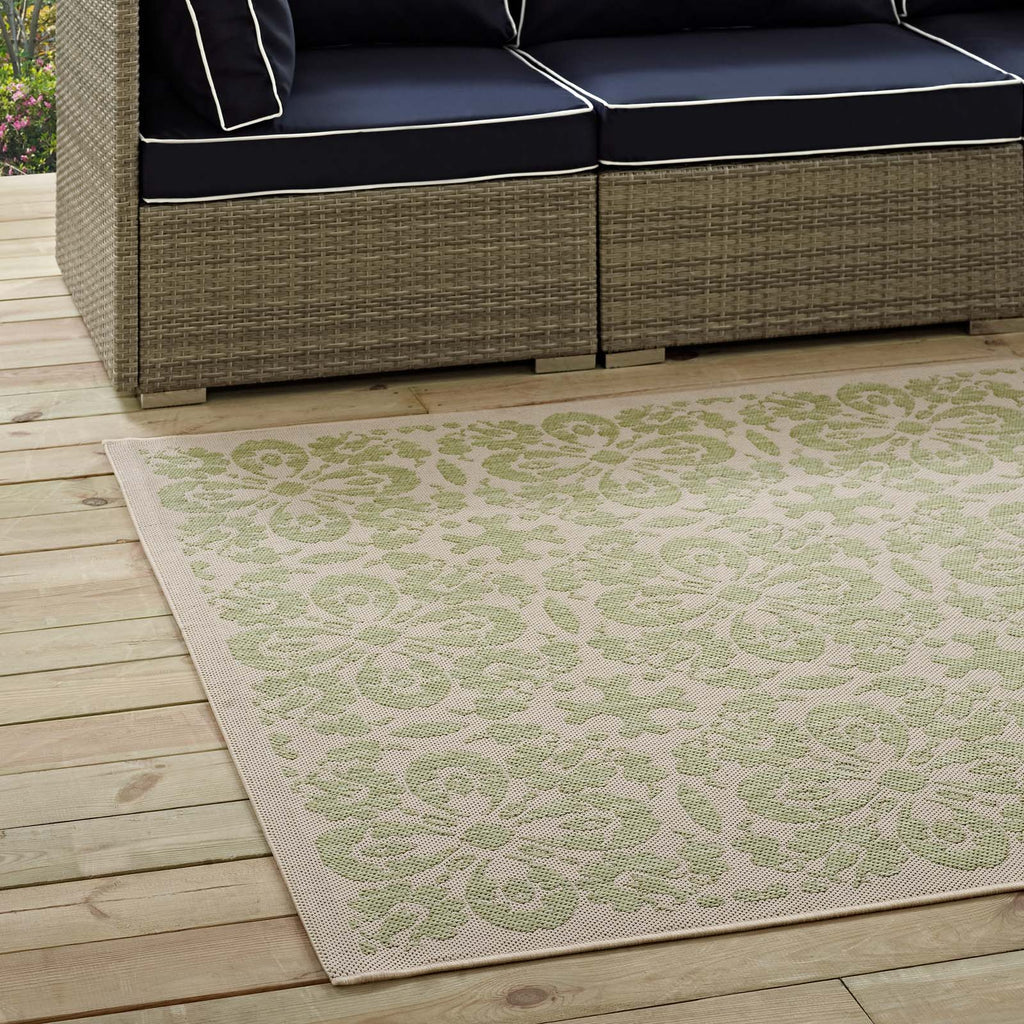 Ariana Vintage Floral Trellis 5x8 Indoor and Outdoor Area Rug Light Green and Beige R-1142B-58
