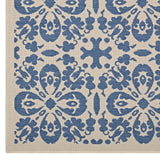 Ariana Vintage Floral Trellis 8x10 Indoor and Outdoor Area Rug Blue and Beige R-1142C-810