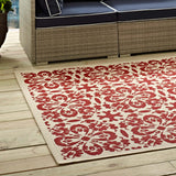 Ariana Vintage Floral Trellis 5x8 Indoor and Outdoor Area Rug Red and Beige R-1142D-58