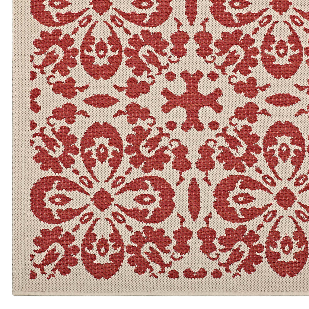 Ariana Vintage Floral Trellis 8x10 Indoor and Outdoor Area Rug Red and Beige R-1142D-810