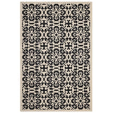 Ariana Vintage Floral Trellis 5x8 Indoor and Outdoor Area Rug Black and Beige R-1142E-58
