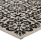 Ariana Vintage Floral Trellis 8x10 Indoor and Outdoor Area Rug Black and Beige R-1142E-810