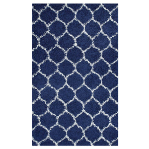 Solvea Moroccan Trellis 5x8 Shag Area Rug Navy and Ivory R-1143A-58