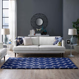 Solvea Moroccan Trellis 5x8 Shag Area Rug Navy and Ivory R-1143A-58