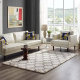 Solvea Moroccan Trellis 5x8 Shag Area Rug Ivory and Gray R-1143C-58